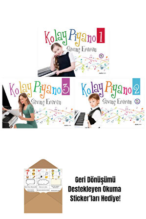 Kolay Piyano 3 Kitap Set Sevinç Ereren + Okuma Sticker'ları