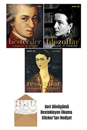Besteciler - Filozoflar - Ressamlar Yaşamları Ve Eserleri 3 Kitap Set + Okuma Sticker'ları