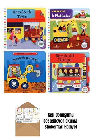 Hareketli Tren+İş Makineleri+Makineler+İtfaiye + Okuma Sticker'ları