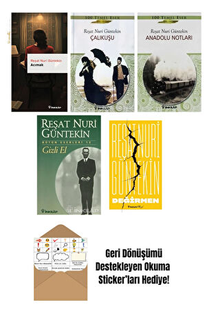 Reşat Nuri Güntekin 5 Kitap Seti + Okuma Sticker'ları