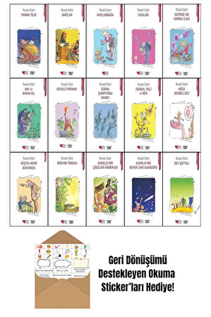 Roald Dahl Seti 15 Kitap: Charlie'nin Çikolata Fabrikası + Okuma Sticker'ları