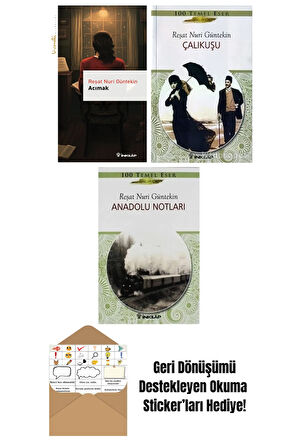 Reşat Nuri Güntekin 3 Kitap Seti + Okuma Sticker'ları