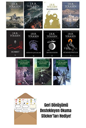 Yüzüklerin Efendisi 11 Kitap full Set - J. R. R. Tolkien + Okuma Sticker'ları