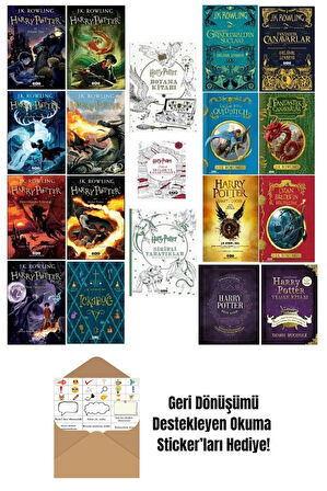 Harry Potter Serisi 19 Kitap Full Set + Okuma Sticker'ları