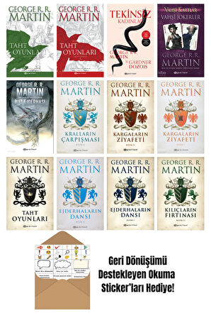 George R. R. Martin 12 Kitap Seti + Okuma Sticker'ları