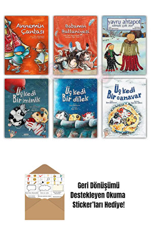 Annemin Çantası Babamın Battaniyesi Yavru Ahtapot Üç Kedi + Okuma Sticker'ları