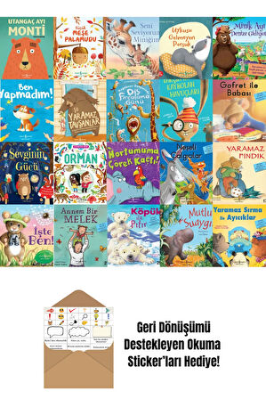 Utangaç Ayı Monti Küçük Meşe Palamudu 20 Kitap Set + Okuma Sticker'ları