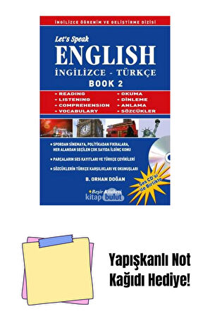 Let's Speak English Book 2: İngilizce - Türkçe + Yapışkanlı Not Kağıdı
