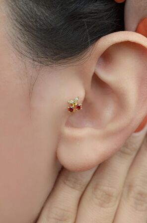 Kiraz Tragus Piercing Helix Kıkırdak Küpesi