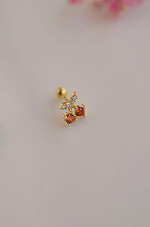 Kiraz Tragus Piercing Helix Kıkırdak Küpesi