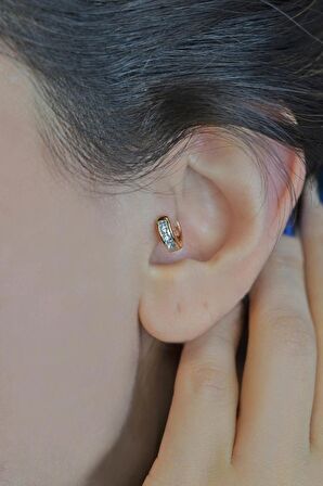 Baget Taşlı Halka Tragus Piercing Helix Kıkırdak Küpesi
