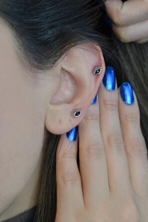 Göz Kıkırdak Küpesi Helix Piercing Gümüş Renk