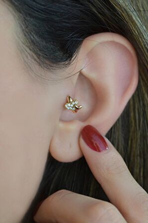 Kalpli Halka Tragus Piercing Helix Kıkırdak Küpesi