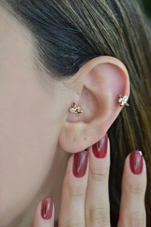 Kalpli Halka Tragus Piercing Helix Kıkırdak Küpesi