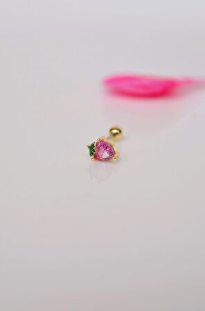 Pembe Renkli Kalp Model Çilek Kıkırdak Helix Piercing