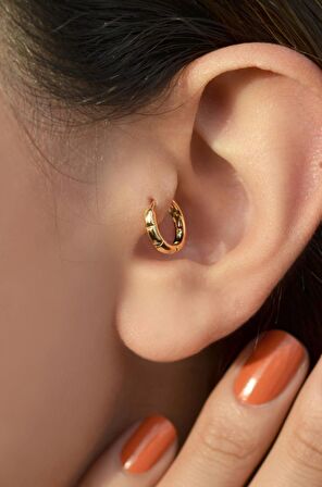 Çokgen Halka Piercing Helix Kıkırdak Küpesi