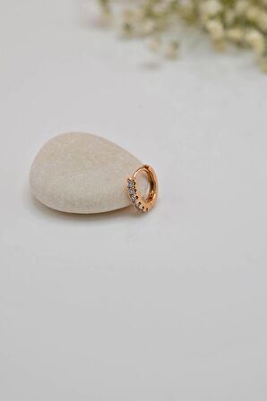 Halka Tragus Piercing Helix Kıkırdak Zirkon Gold