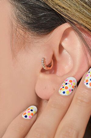 Halka Tragus Piercing Helix Kıkırdak Zirkon Gold