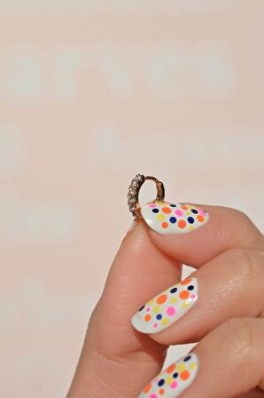 Halka Tragus Piercing Helix Kıkırdak Zirkon Gold