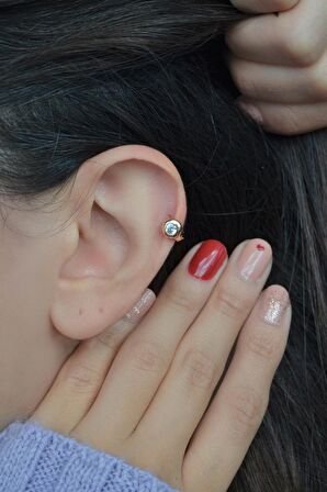Tektaş Halka Tragus Piercing Helix Kıkırdak Küpesi