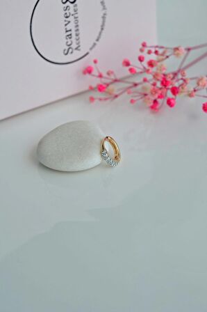 Altın Renkli Zirkon Taşlı Halka Piercing Tragus Helix Kıkırdak Küpesi