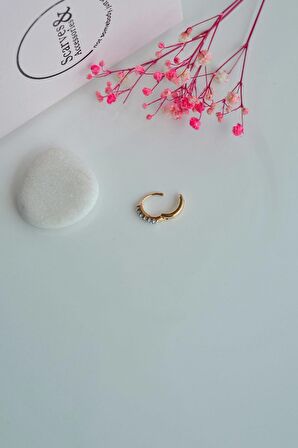 Altın Renkli Zirkon Taşlı Halka Piercing Tragus Helix Kıkırdak Küpesi