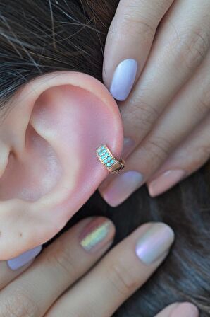 Firuze Taşlı Halka Piercing Tragus Helix Kıkırdak Küpesi