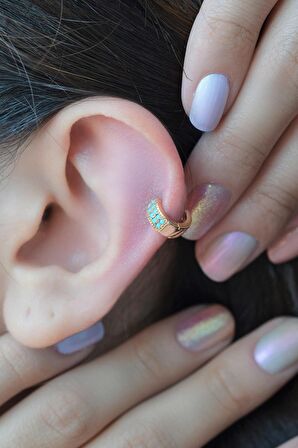 Firuze Taşlı Halka Piercing Tragus Helix Kıkırdak Küpesi