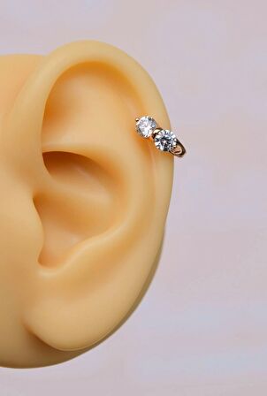 Taşlı Model Halka Piercing Tragus Helix Kıkırdak Küpesi