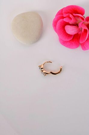 Taşlı Model Halka Piercing Tragus Helix Kıkırdak Küpesi