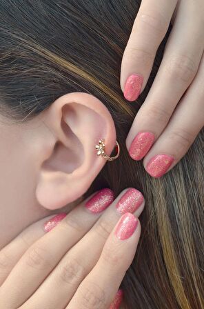 Çiçek Model Halka Piercing Tragus Helix Kıkırdak Küpesi