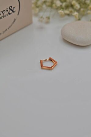 Beşgen Model Oval Halka Piercing Tragus Helix Kıkırdak Küpesi