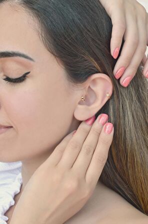 Yıldız Model Halka Piercing Tragus Helix Kıkırdak Küpesi