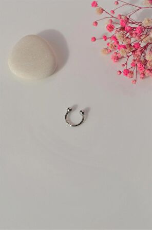 8mm Gümüş Renk Çelik Top Uçlu Piercing Tragus Helix Kıkırdak
