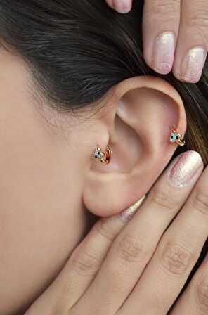 Renkli Kalp Halka Piercing Tragus Helix Kıkırdak Küpesi