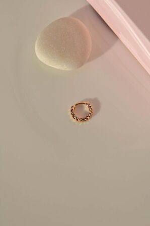 Lazer Kesim Altın Model Halka Tragus Helix Kıkırdak Piercing 6 mm