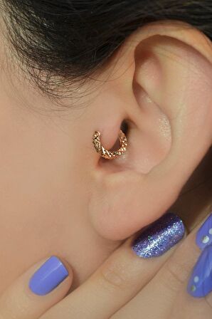 Lazer Kesim Altın Model Halka Tragus Helix Kıkırdak Piercing 6 mm