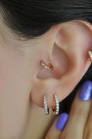 Rose Renkli Halka Tragus Piercing Helix Kıkırdak Küpesi