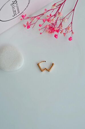 Mini İnce Kare Halka Tragus Piercing Helix Küpesi