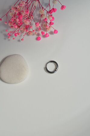 Gümüş Renk Çelik Düz Halka Piercing Helix Kıkırdak Küpesi