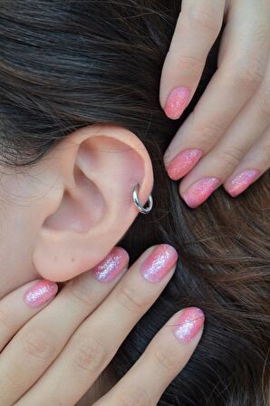 Gümüş Renk Çelik Düz Halka Piercing Helix Kıkırdak Küpesi
