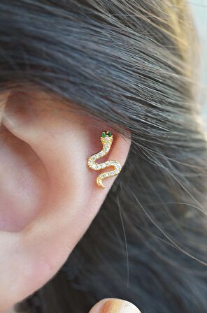 Yılan Model Piercing Helix Kıkırdak Küpesi