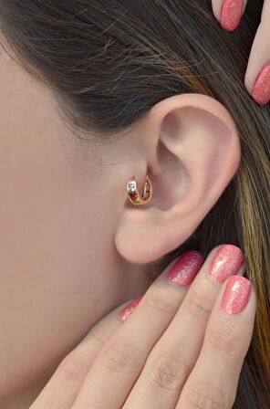 Renkli Halka Piercing Tragus Helix Kıkırdak Küpesi