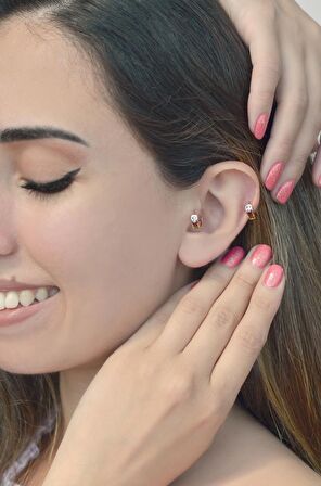 Renkli Halka Piercing Tragus Helix Kıkırdak Küpesi