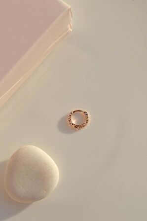 Lazer Kesim Altın Model Halka Tragus Helix Kıkırdak Piercing 8 mm