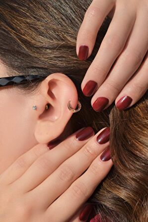 Lazer Kesim Altın Model Halka Tragus Helix Kıkırdak Piercing 8 mm