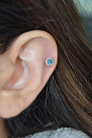 Mavi Taşlı Piercing Helix Tragus