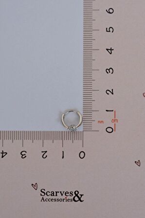 Gümüş Renkli Zirkon Toplu Halka Tragus Piercing Helix Kıkırdak Küpesi
