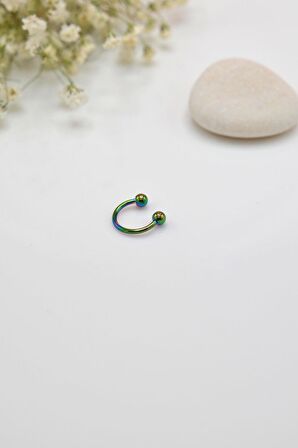 8 mm Hologram Çelik Top Uçlu Piercing Septum Kıkırdak