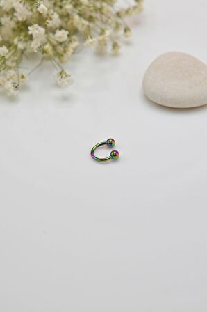 6 mm Hologram Çelik Top Uçlu Piercing Septum Kıkırdak
